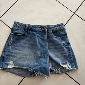 Zara Blue Distressed Denim Skort